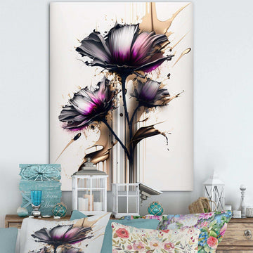 Pink Daisy Flower On Abstract Fusion III - Traditional Canvas Wall Art